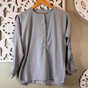 Indygena Blue Sherpa Outdoor Long Sleeve Blouse Blue Small